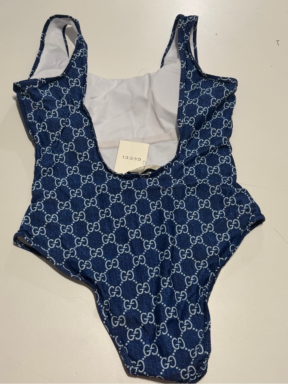 Gucci monogram  Navy Blue Logo One-Piece Swimsuit - Picture 3 of 6